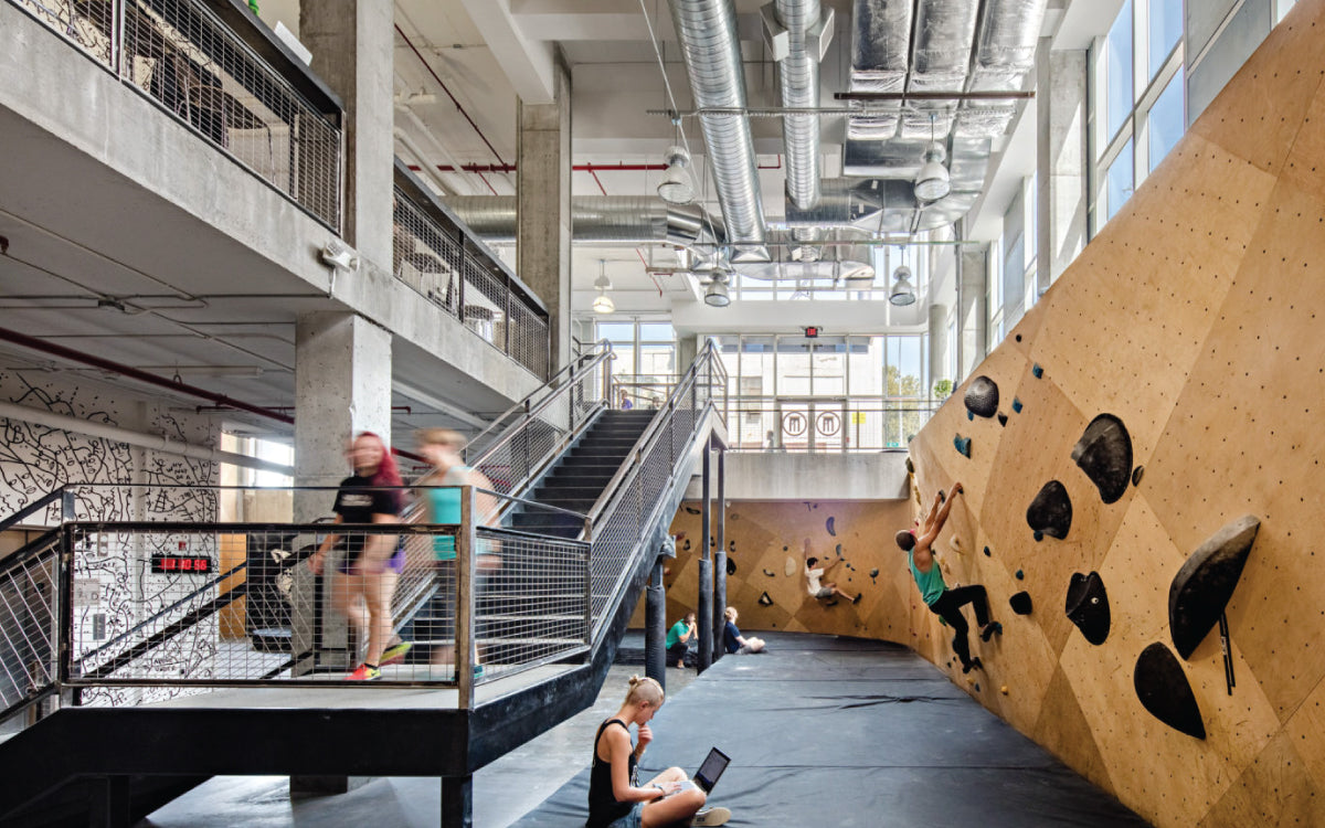 Spacious two story indoor rock climbing gym in New York City